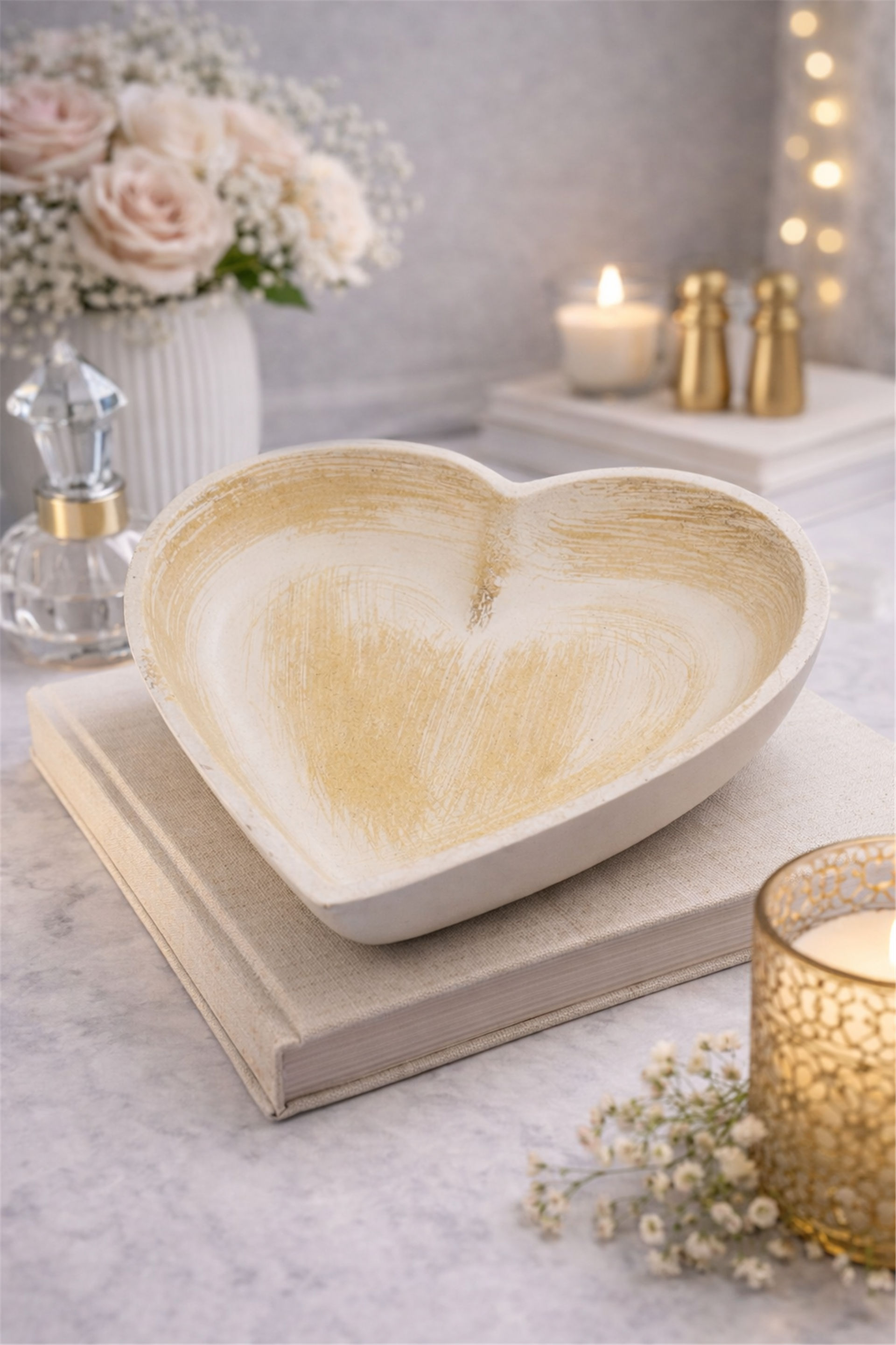 Kalp Formlu Dekoratif Ahşap Kase