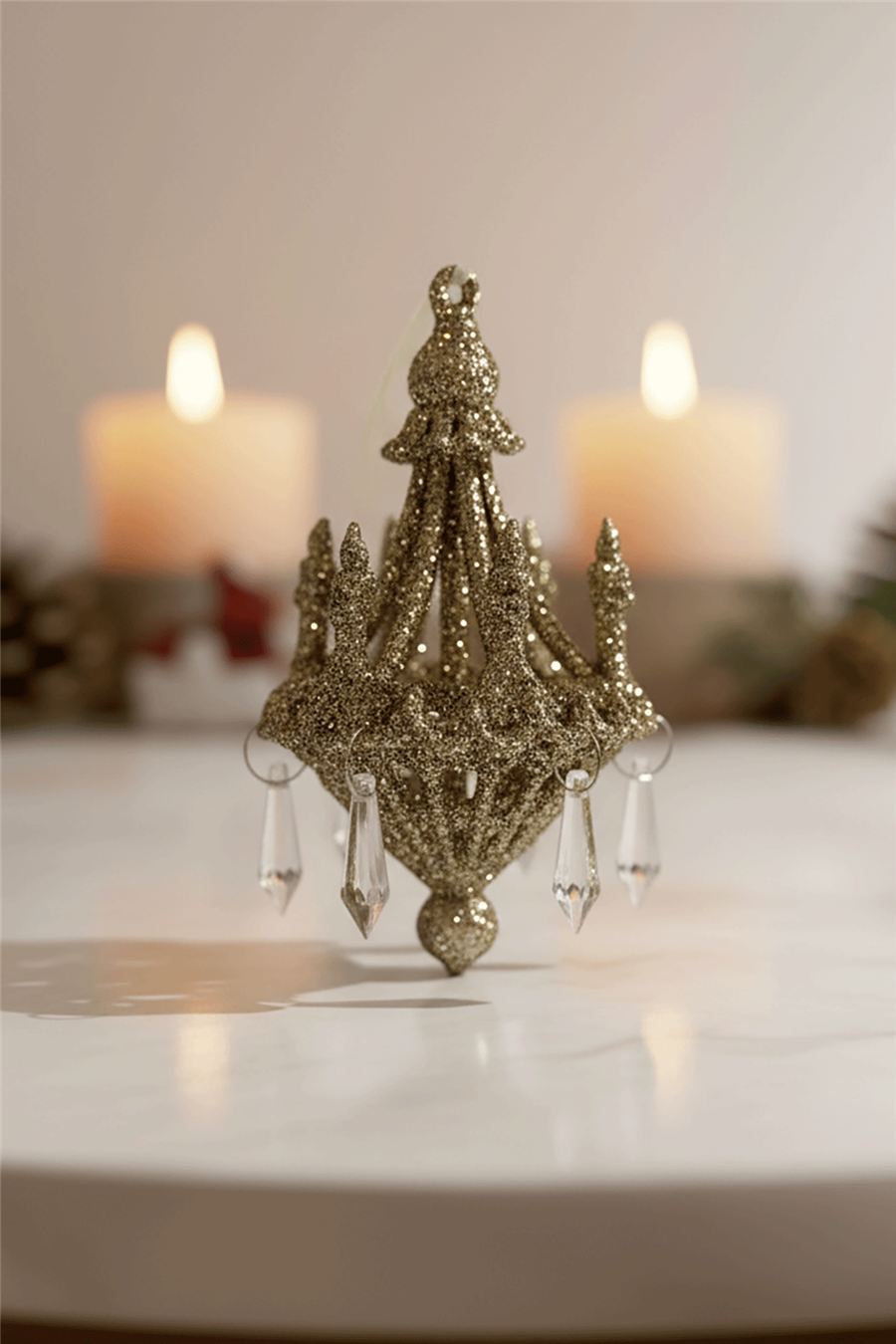 Crystal Detail Gold Chandelier Tree Ornament