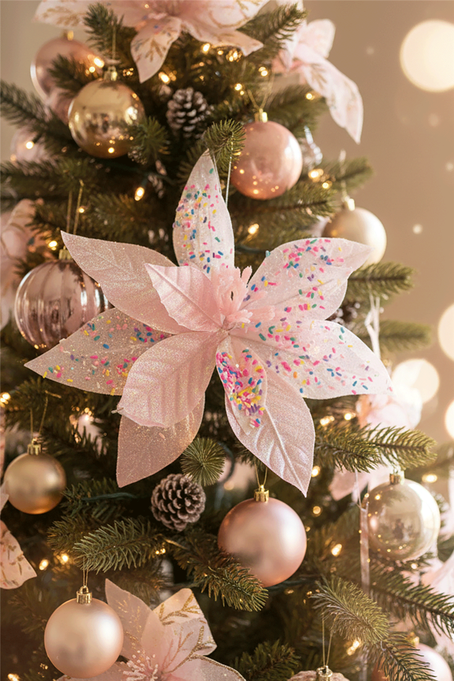 Pembe Şeker Çiçek Ağaç Süsü