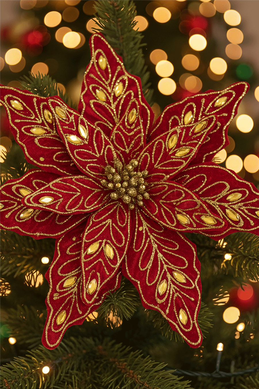 Velvet Red Flower Tree Ornament