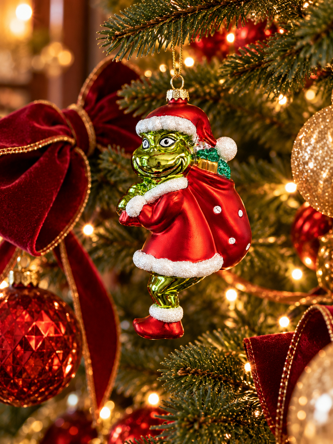 Merry Grinchmas – Grinch Noel Baba Yılbaşı Ağacı Süsü - 14 CM