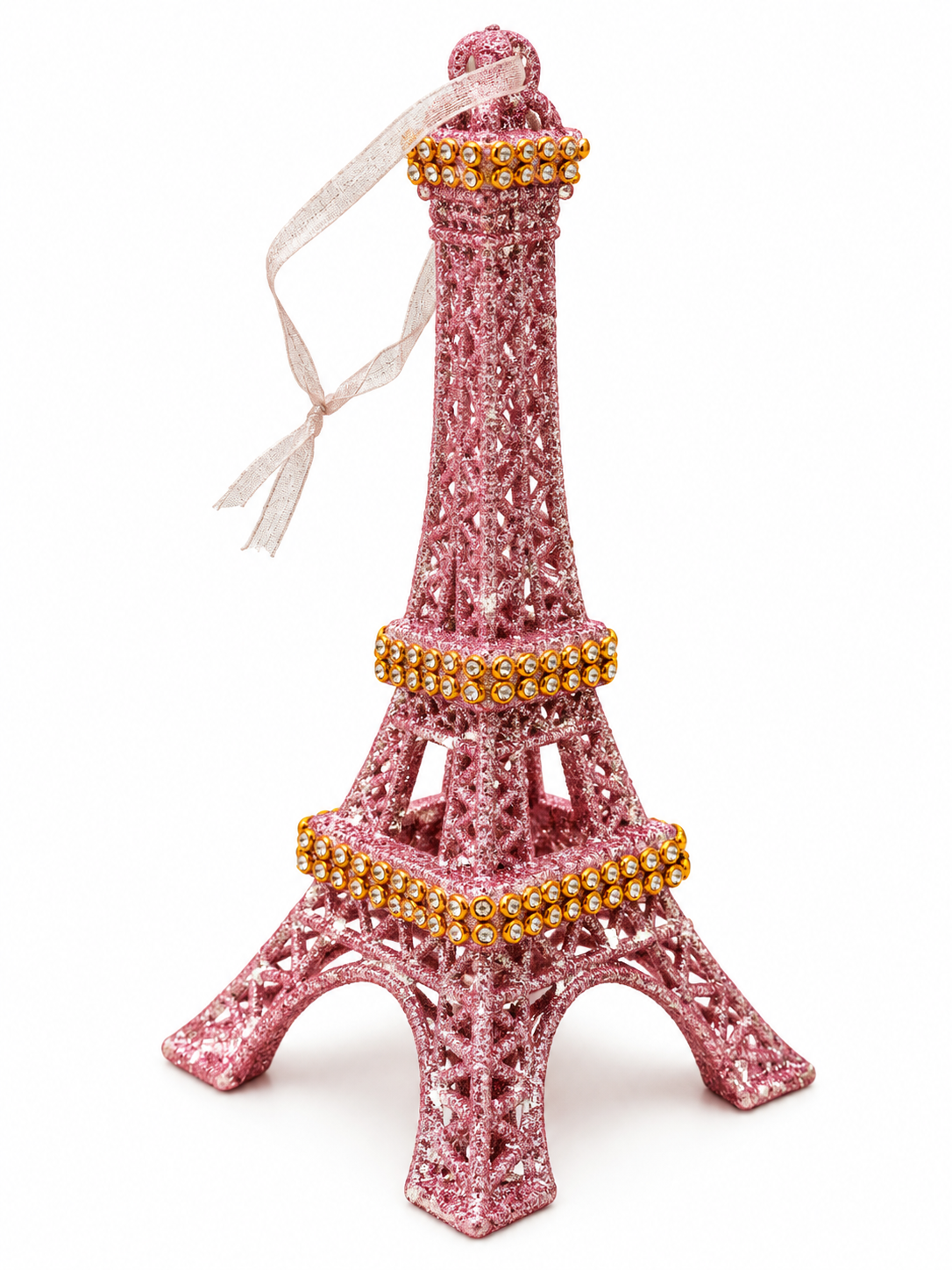 Pembe Glitter Eyfel Kulesi Yılbaşı Süsü