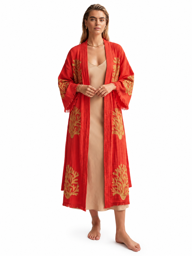 Red Ethereal Coral Kimono