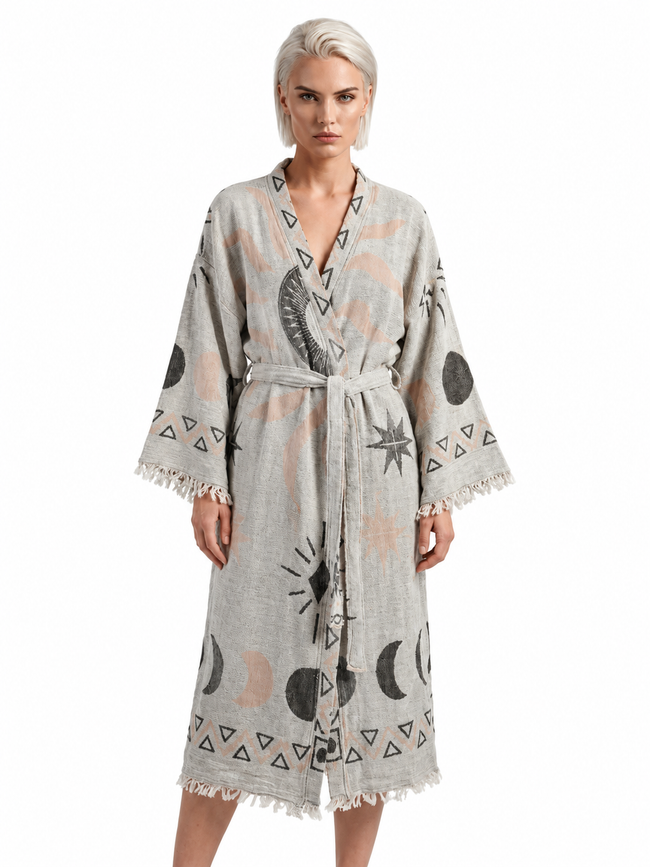 Grey- Brown Sun Kimono