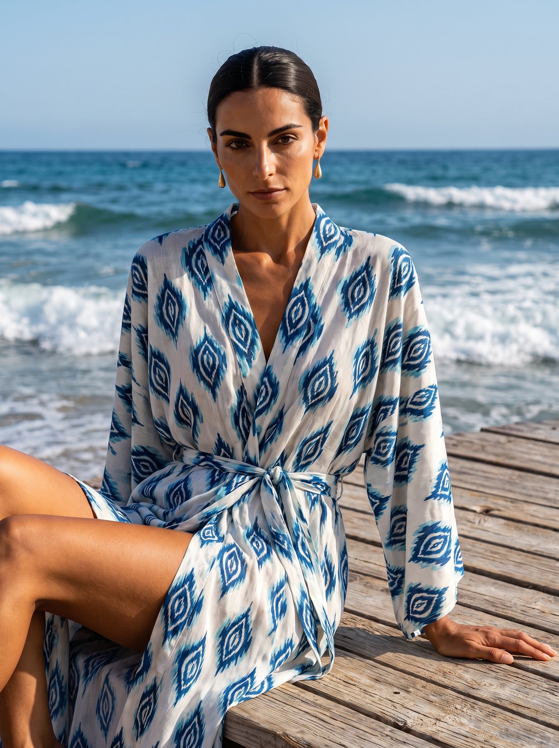 MISKA Azure Ikat Kimono