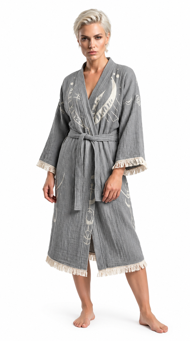 Grey Crescent Eye Kimono