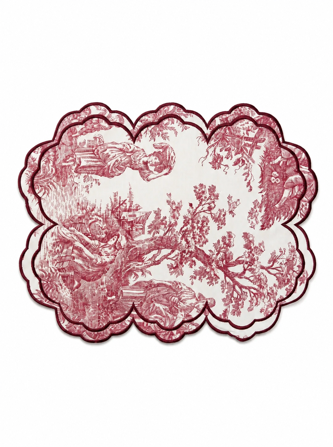 Toile Burgundy Embroidered Amerikan Servis