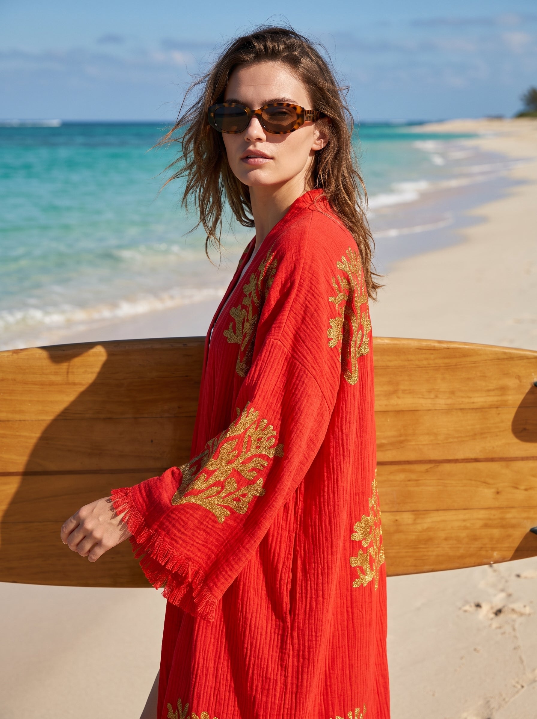 Red Ethereal Coral Kimono