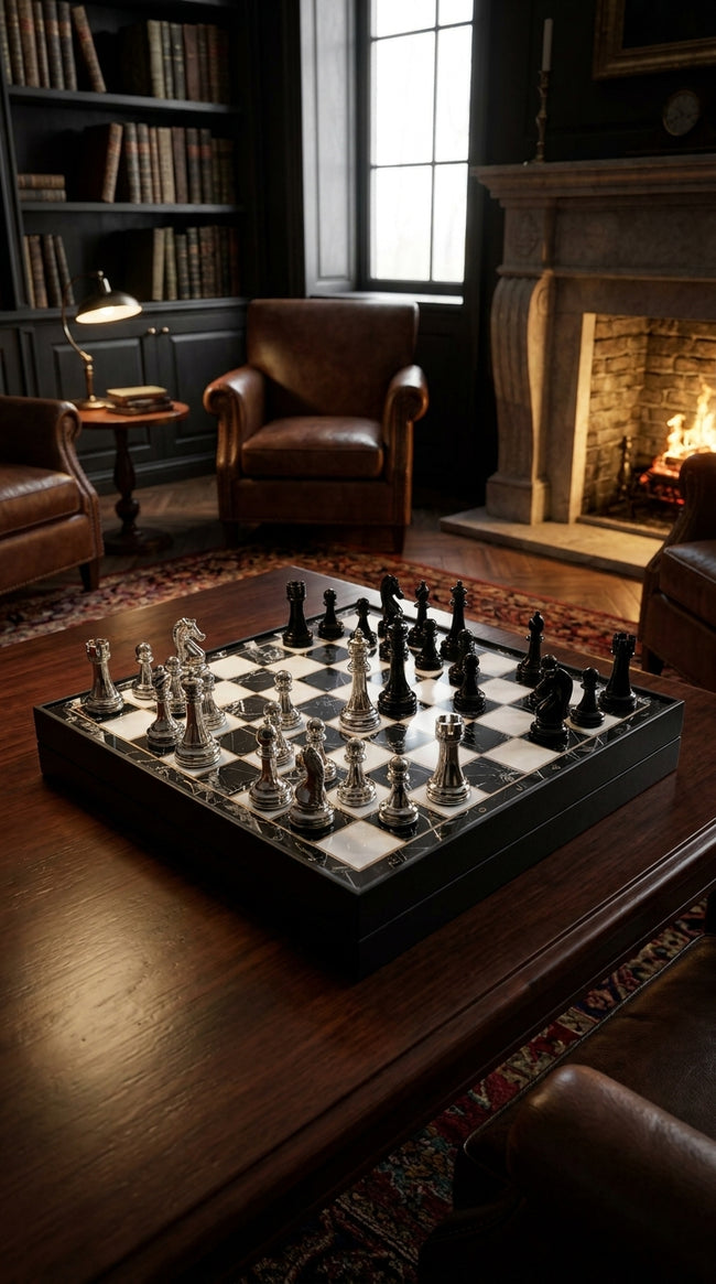 Sterling Noir - Metal Chess Set