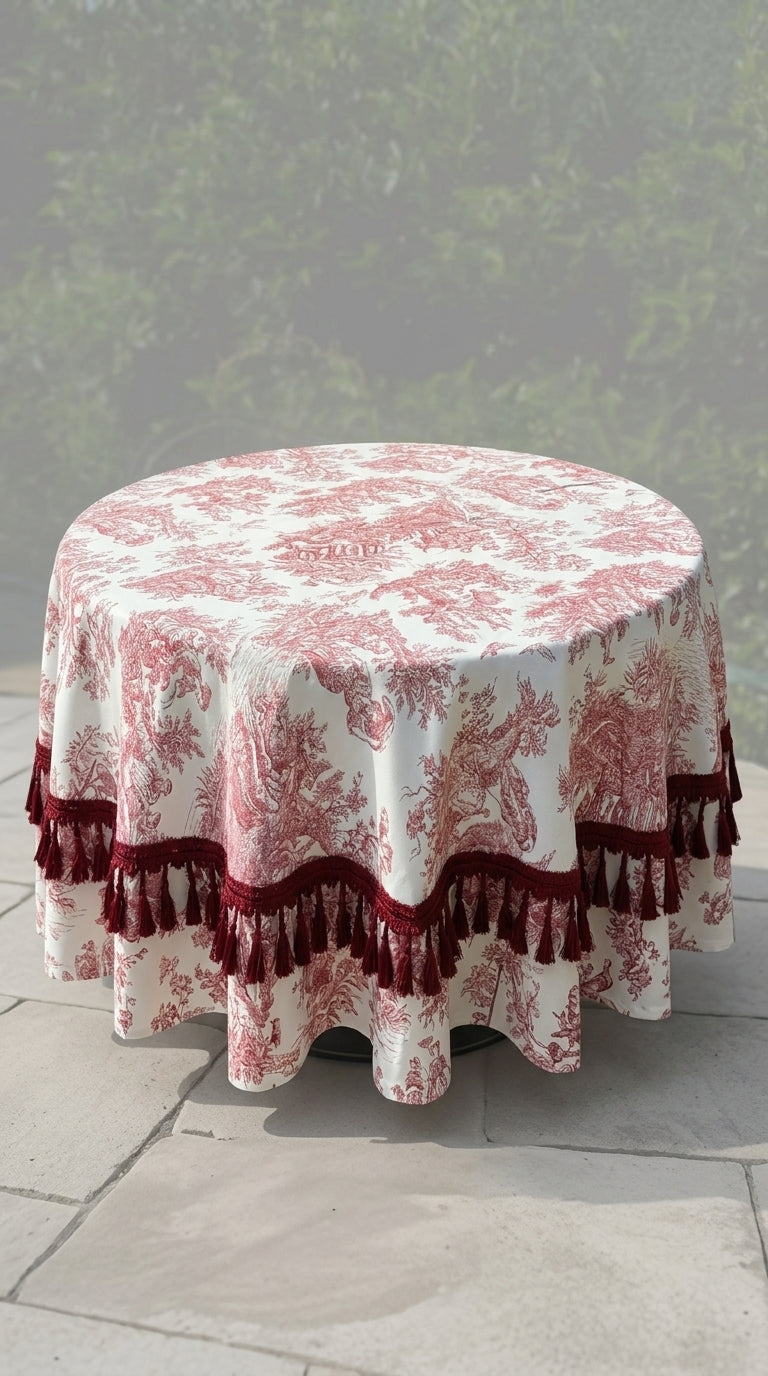 Toilea Burgundy Round Tablecloth
