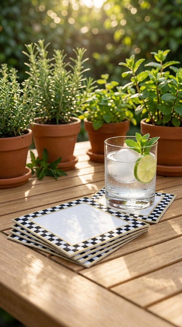 Montea Check Embroidered Kokteyl Peçetesi