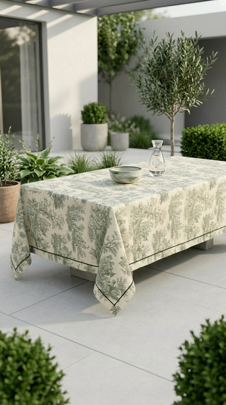 Toilea Verde Embroidered Masa Örtüsü