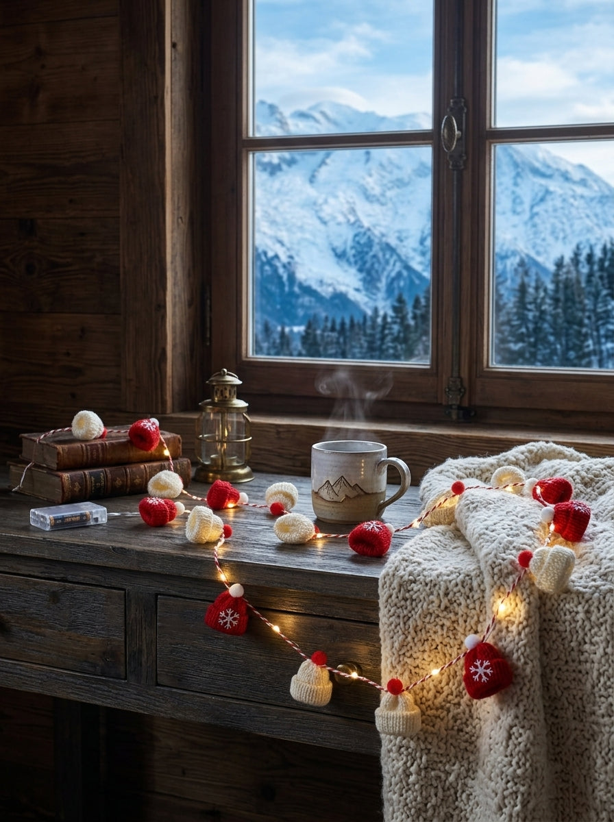 Cozy Christmas 20 LED Örgü Şapkalı Dekoratif Işık Zinciri