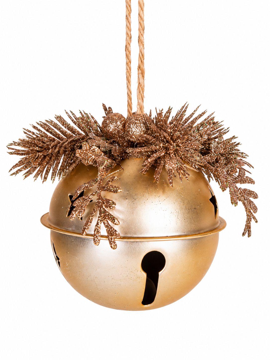 Nordic Christmas Bell Gold – Işıltılı Çam Dallı Yılbaşı Çanı