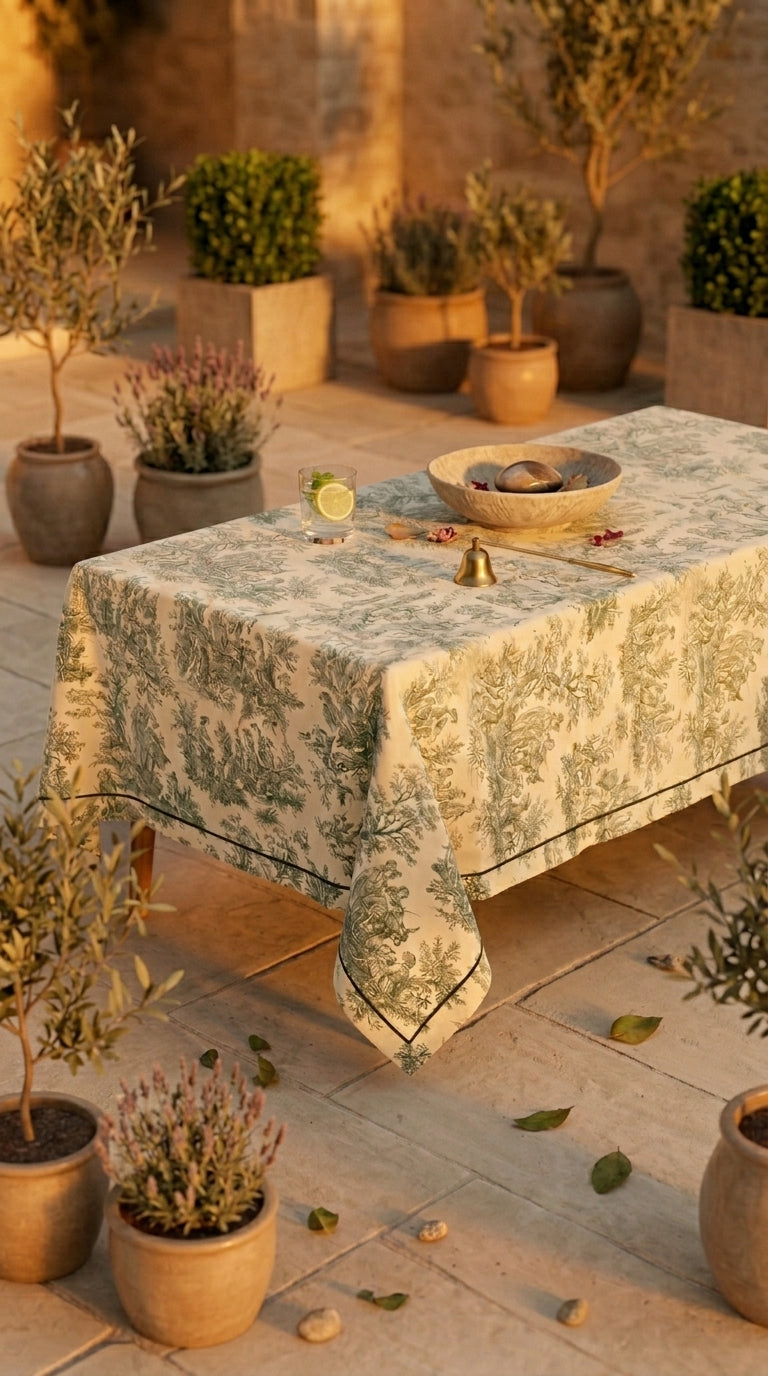 Toilea Verde Embroidered Masa Örtüsü