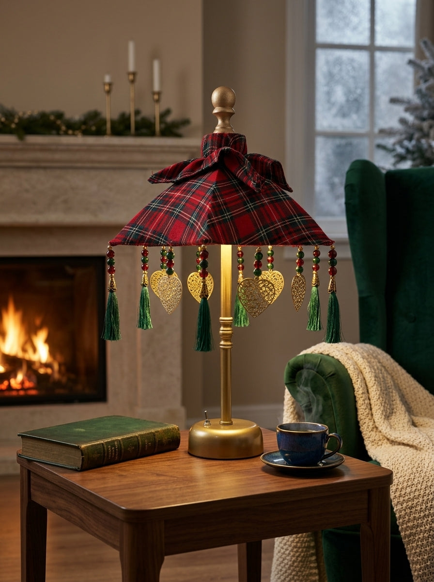 Tartan Christmas Işıklı Mini Bali Şemsiyesi