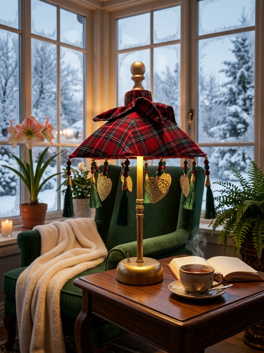 Tartan Christmas Işıklı Mini Bali Şemsiyesi