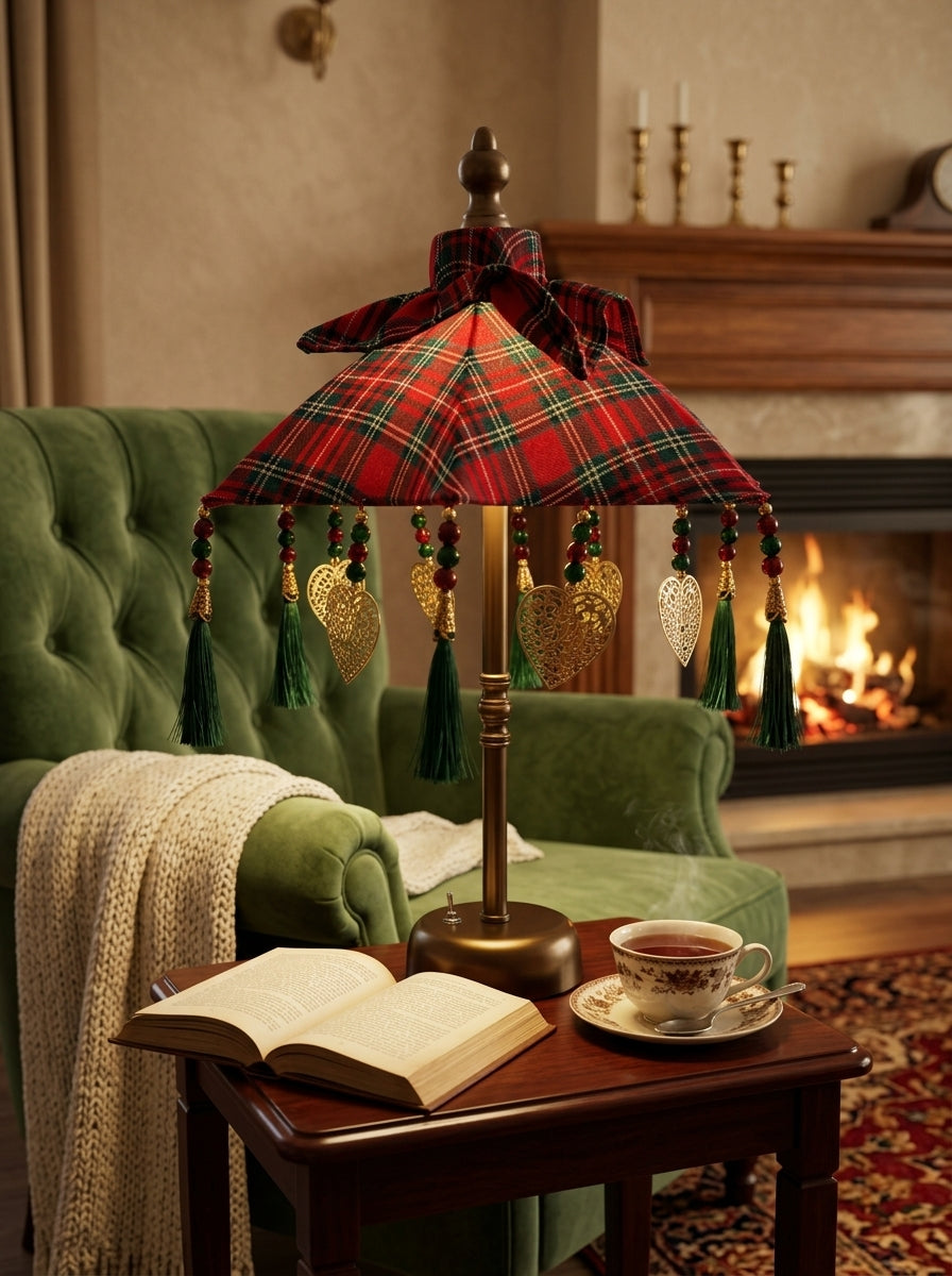 Tartan Christmas Işıklı Mini Bali Şemsiyesi