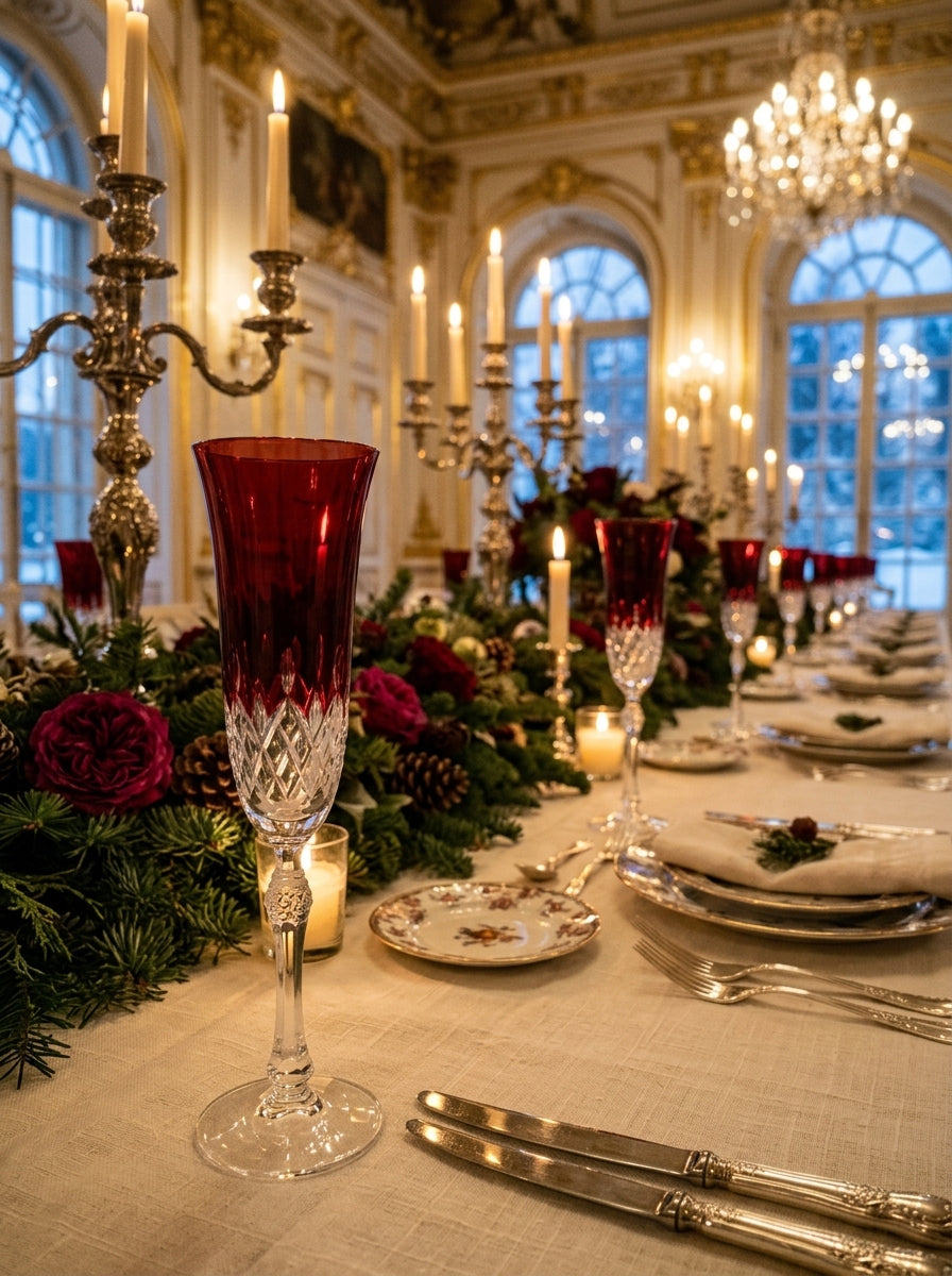 Celeste Christmas Ruby Flüt Şampanya Kadehi