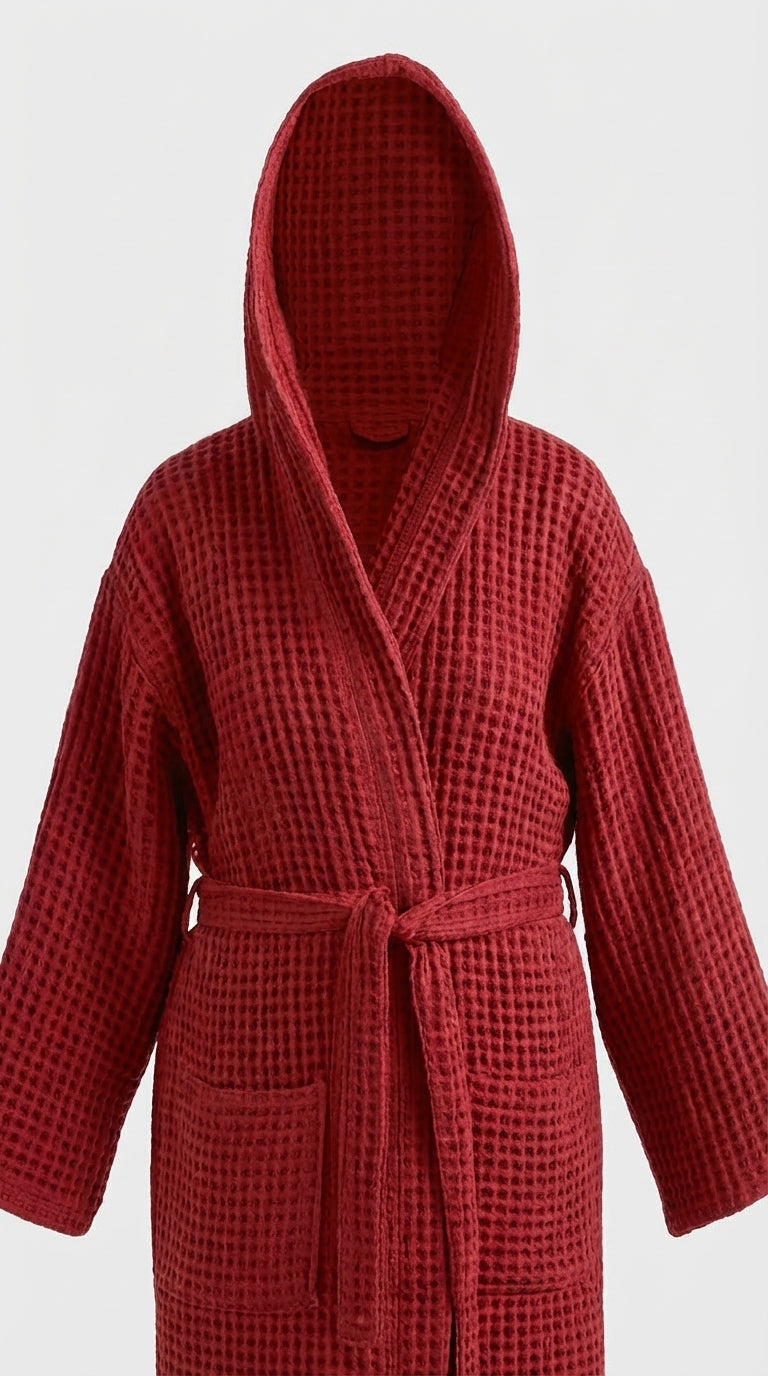 Burgundy Waffle Bathrobe
