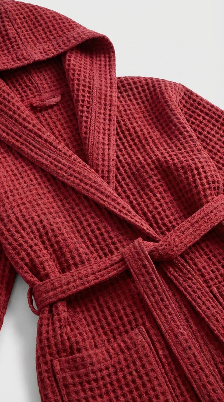 Burgundy Waffle Bathrobe