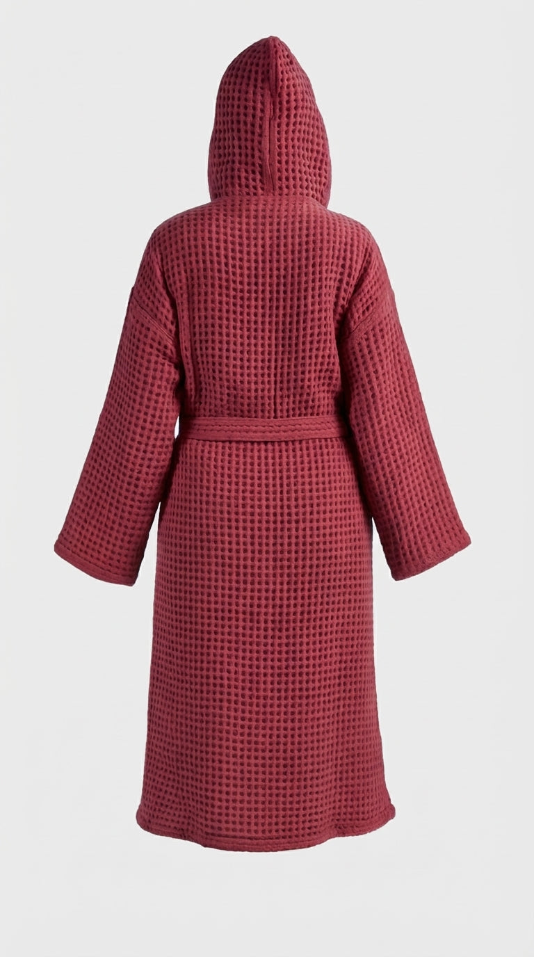 Burgundy Waffle Bathrobe