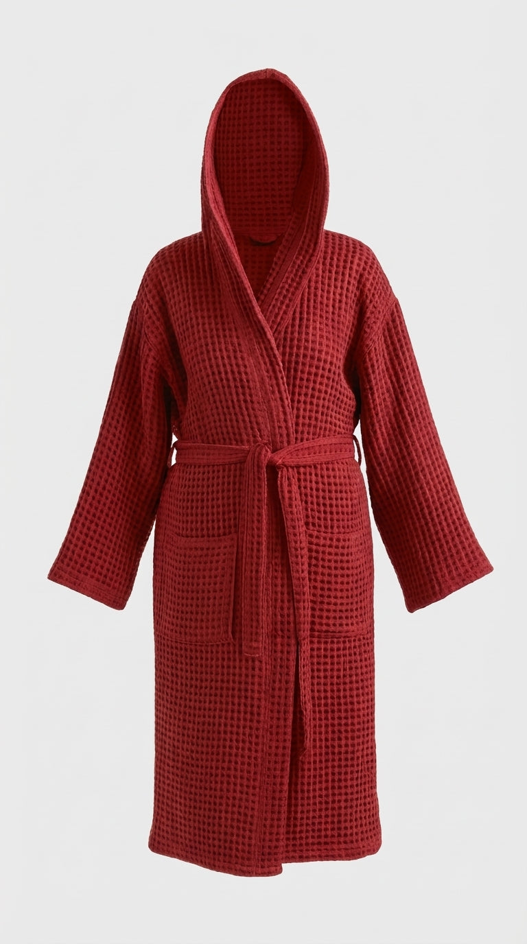 Burgundy Waffle Bathrobe