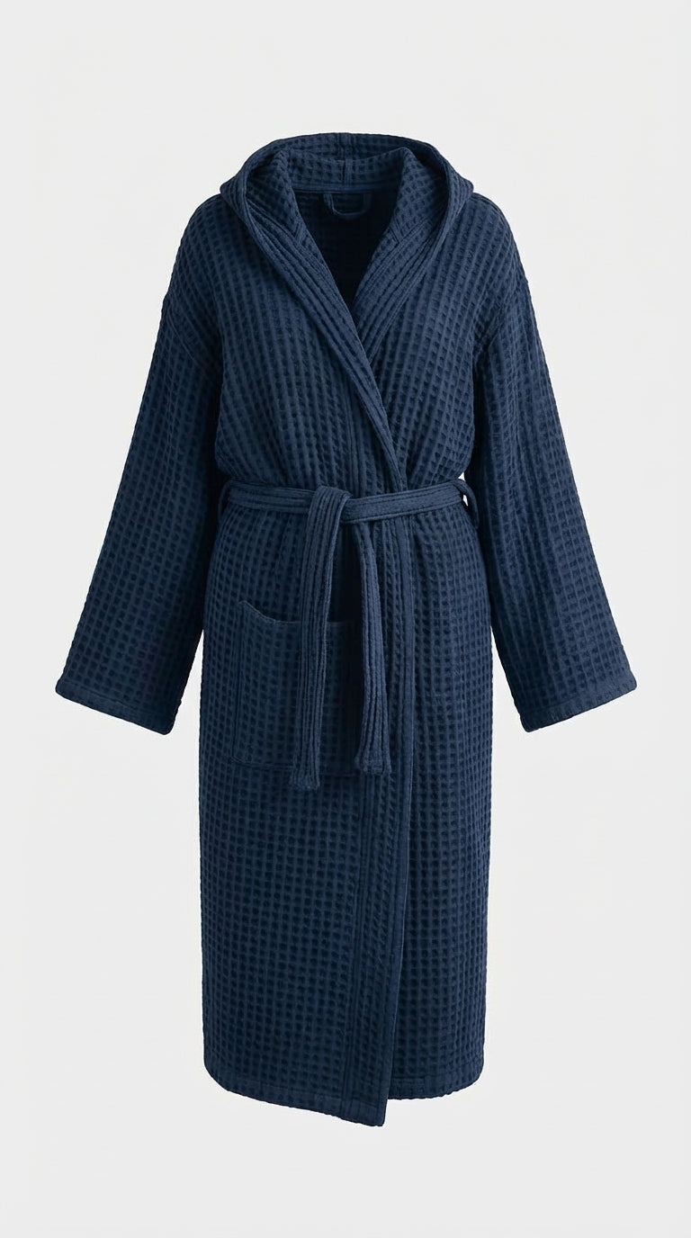 Navy Waffle Bathrobe