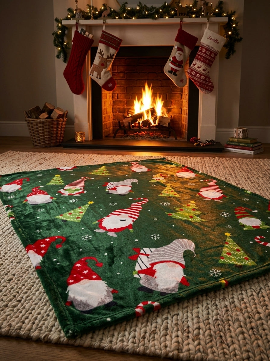 Christmas Gnome Veloute Battaniye 200 x 150 cm