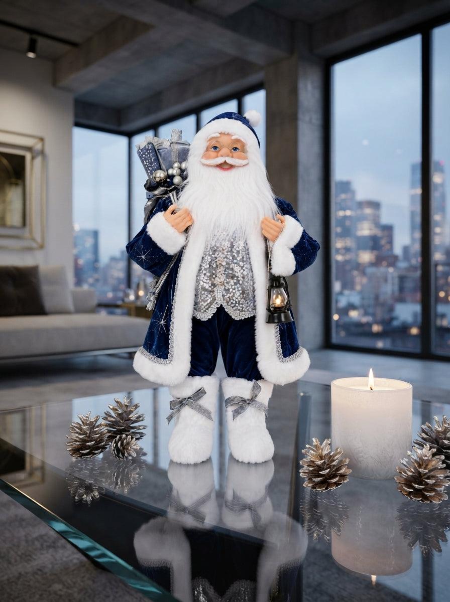 Midnight Silver Santa Dekoratif Noel Baba