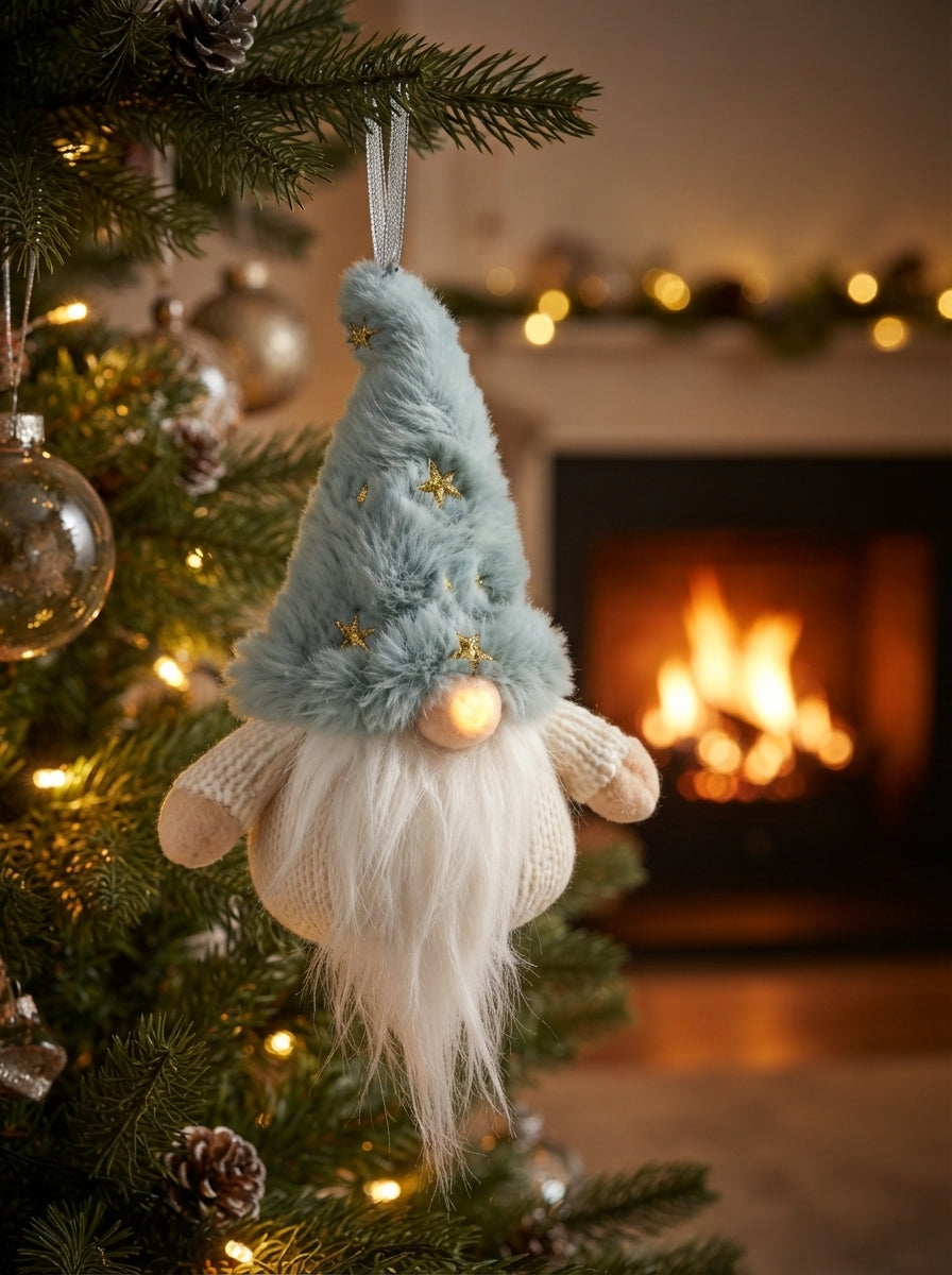 Ice Blue Star Christmas Gnome Peluş Yılbaşı Ağaç Süsü