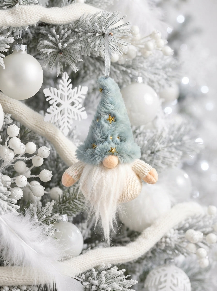 Ice Blue Star Christmas Gnome Peluş Yılbaşı Ağaç Süsü