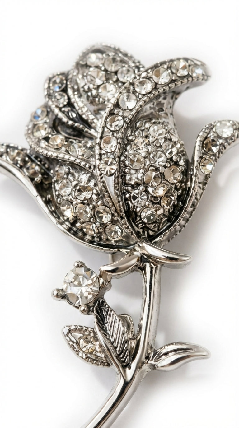 Kristal Çiçek Broş