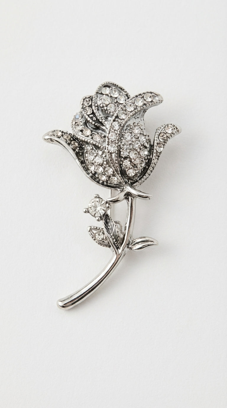 Kristal Çiçek Broş