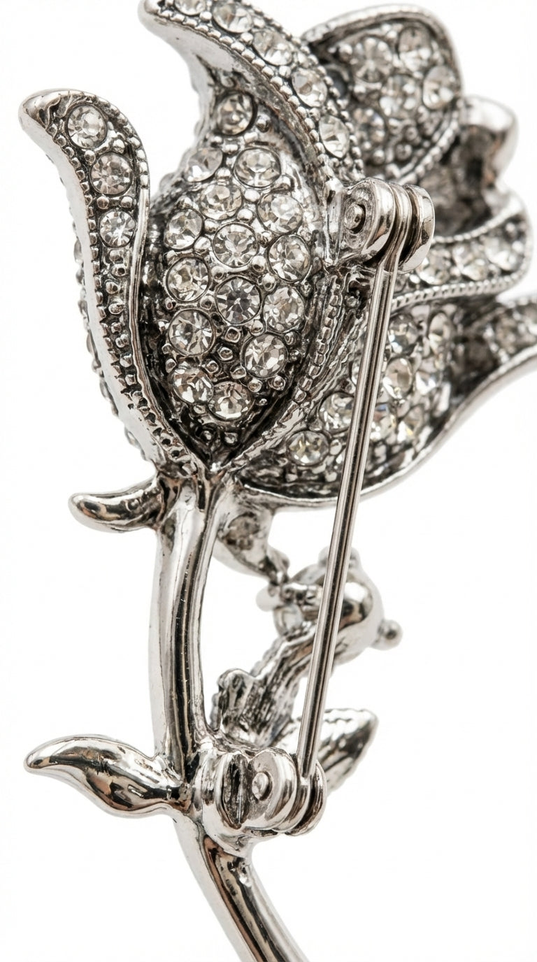 Kristal Çiçek Broş