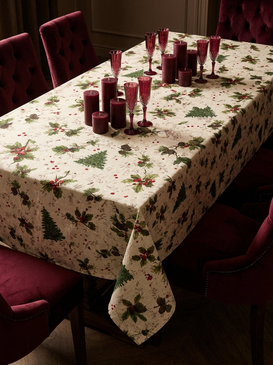 Christmas Forest Gold Dekoratif Yılbaşı Masa Örtüsü