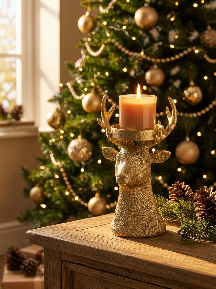 Golden Reindeer Yılbaşı Mumluğu