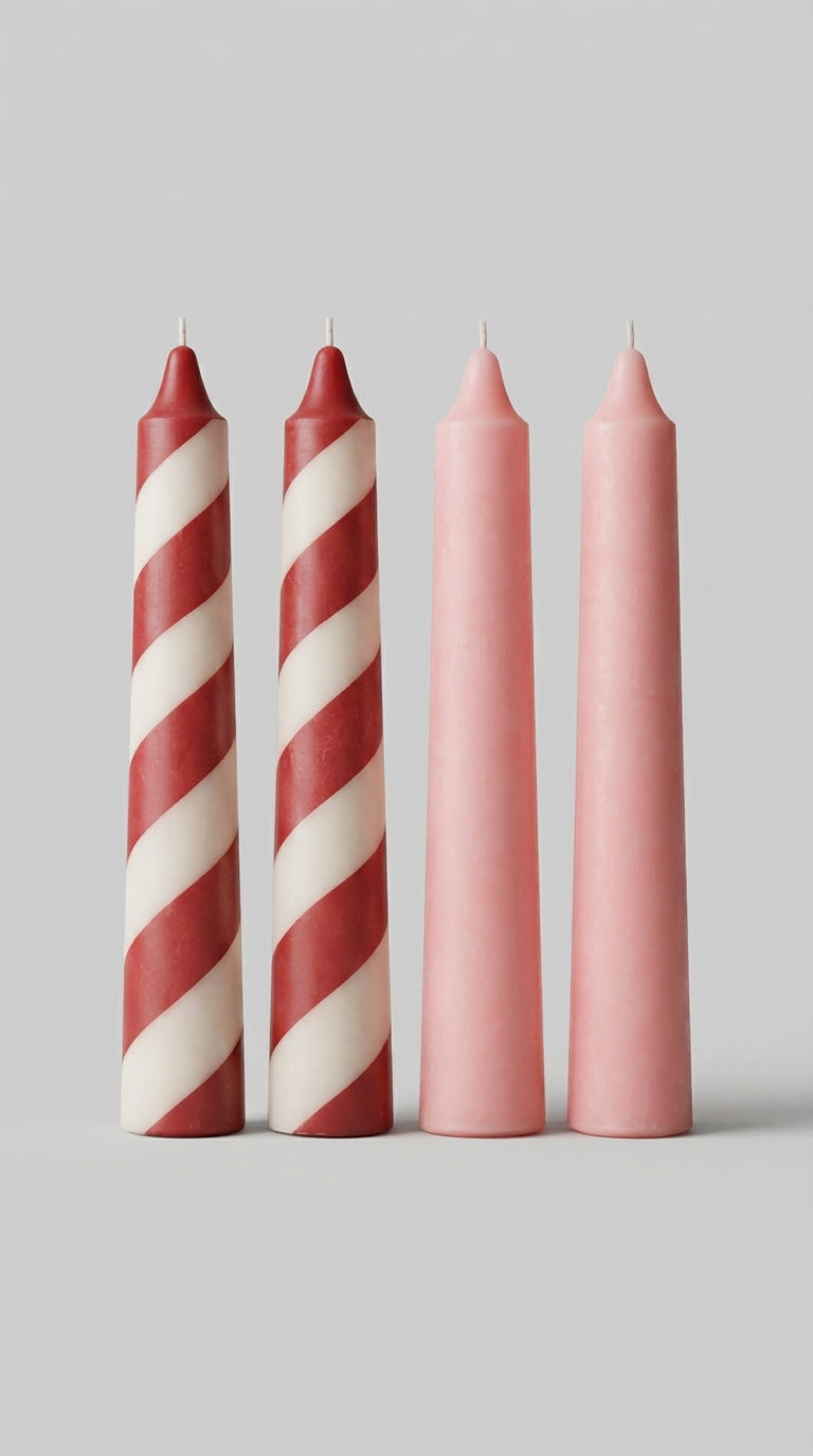 El Yapımı Dekoratif Şamdan Mumları- 4'lü Set-