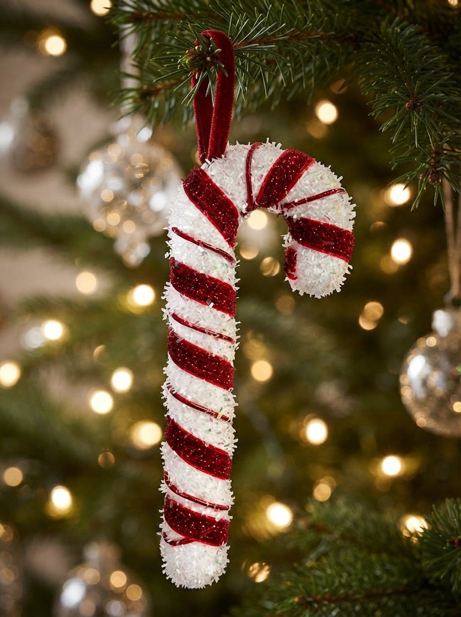 Candy Cane Glitter Baston Şeker Yılbaşı Ağaç Süsü