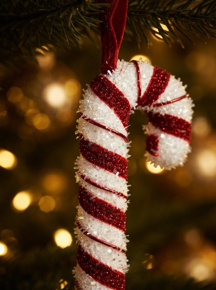 Candy Cane Glitter Baston Şeker Yılbaşı Ağaç Süsü
