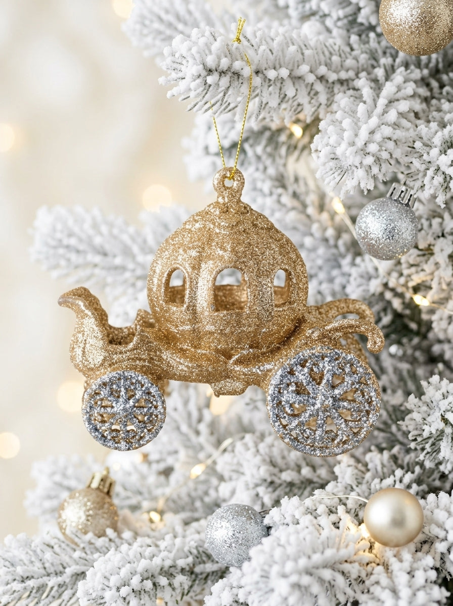 Champagne Glitter Masal Arabası Yılbaşı Süsü