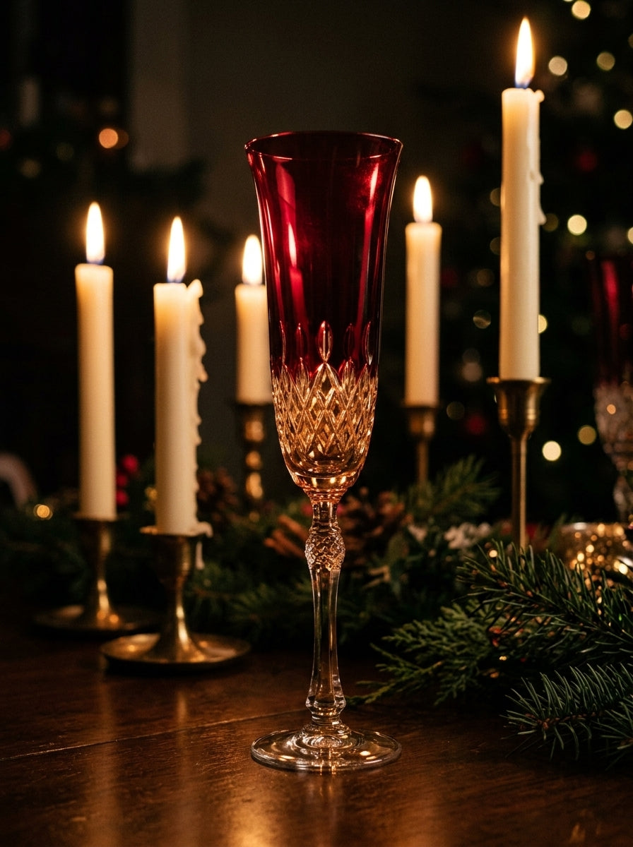 Celeste Christmas Ruby Flüt Şampanya Kadehi