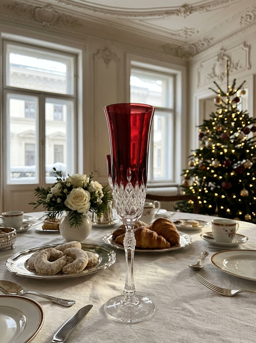 Celeste Christmas Ruby Flüt Şampanya Kadehi