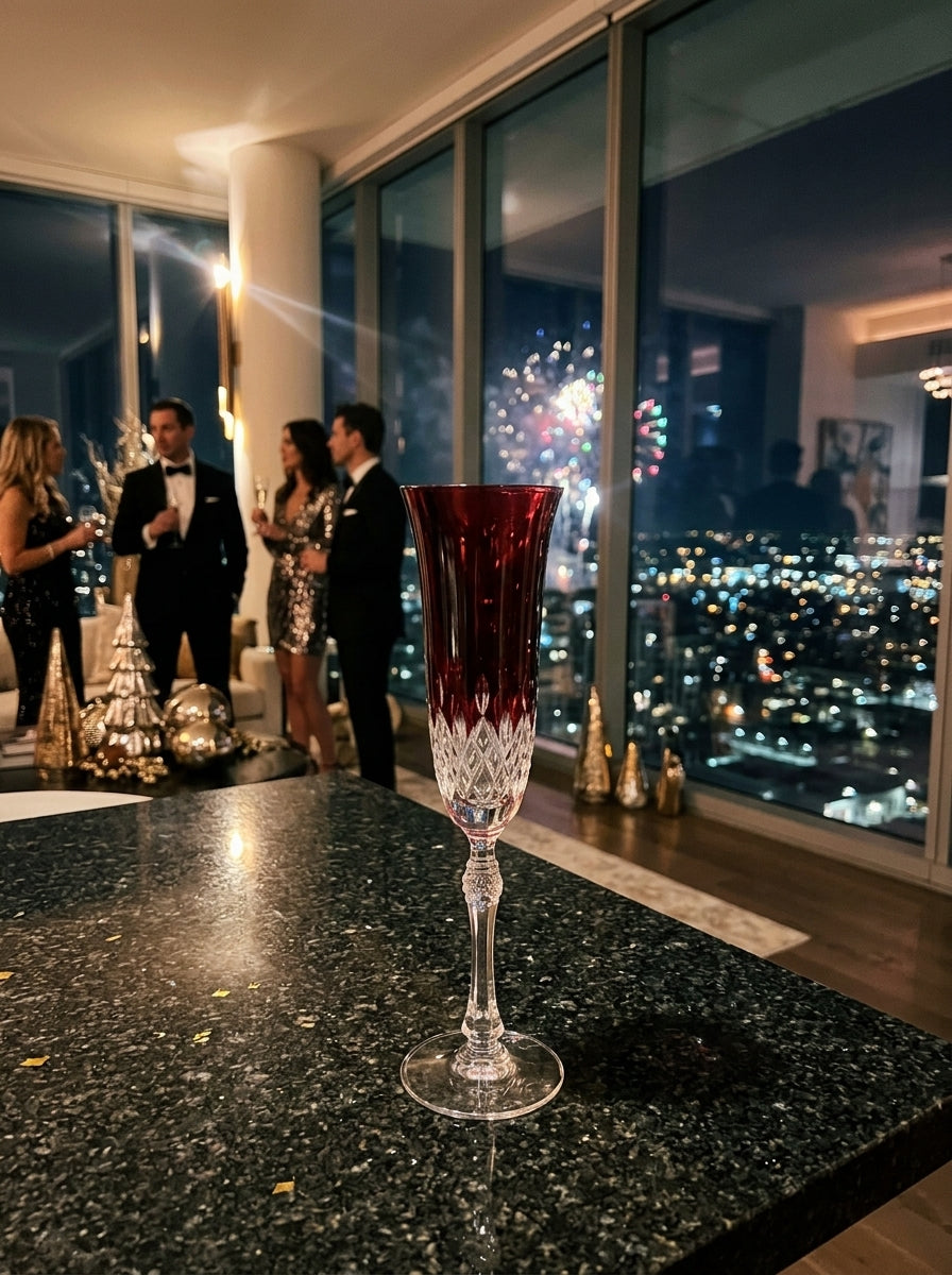 Celeste Christmas Ruby Flüt Şampanya Kadehi