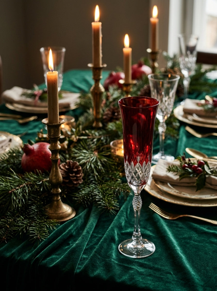 Celeste Christmas Ruby Flüt Şampanya Kadehi
