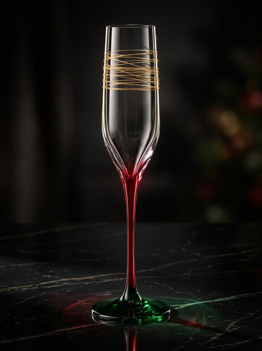 Ruby Emerald Gold Şampanya Kadehi