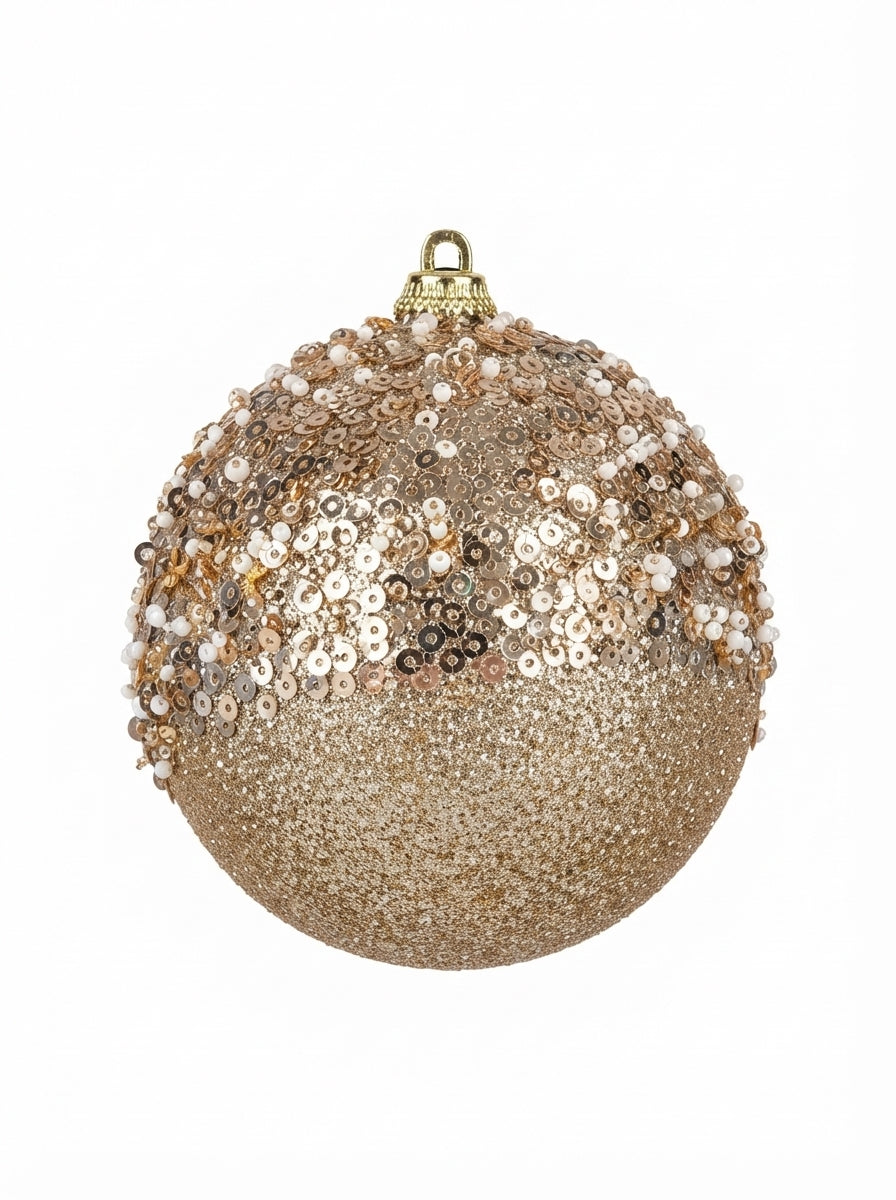 Champagne Pearl Işıltılı Yılbaşı Ağaç Süsü - 10 CM