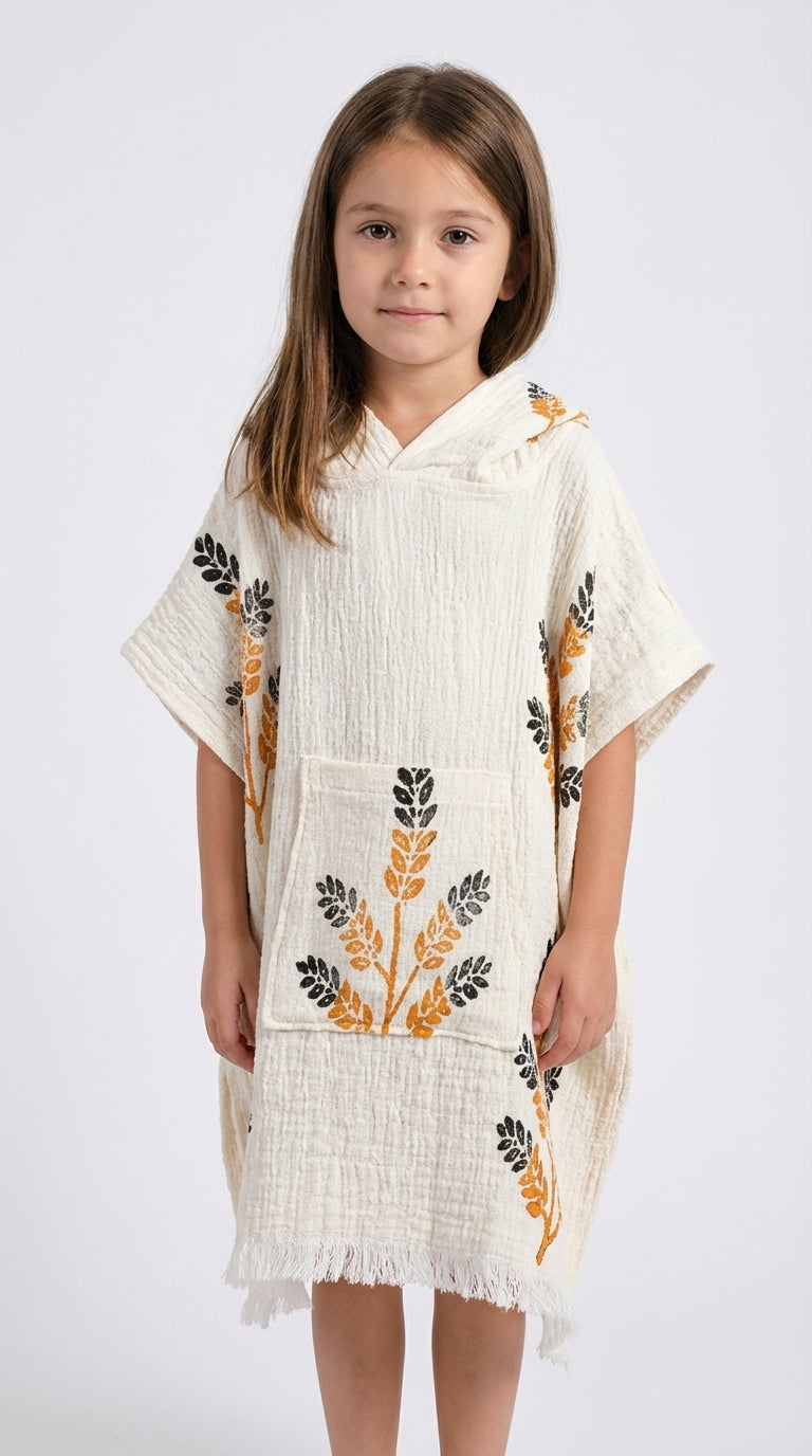 Kids Golden Wheat Poncho