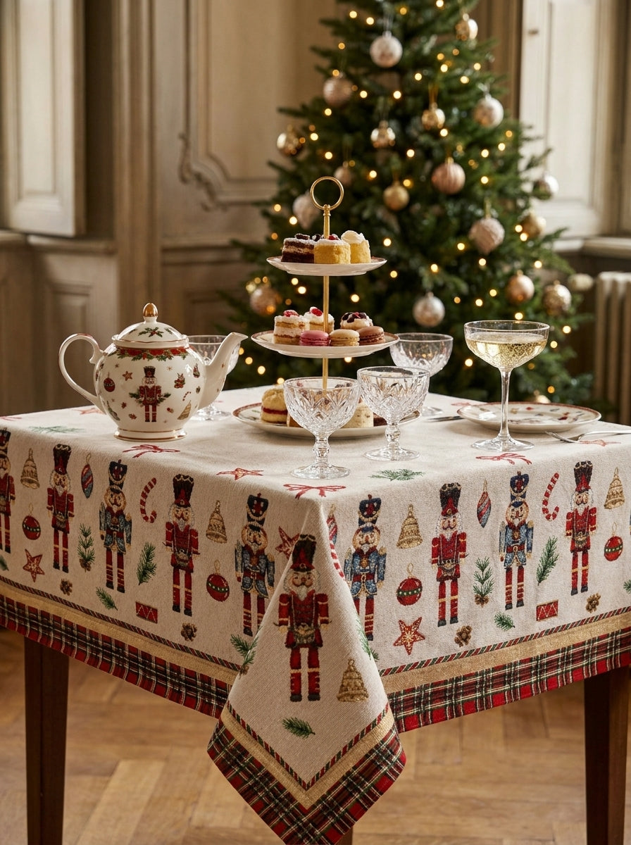 Christmas Nutcracker Tapestry Kare Yılbaşı Masa Örtüsü