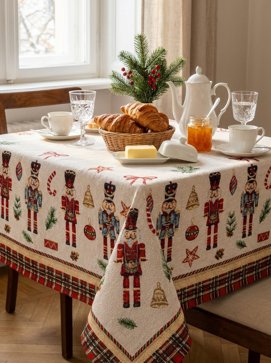 Christmas Nutcracker Tapestry Kare Yılbaşı Masa Örtüsü